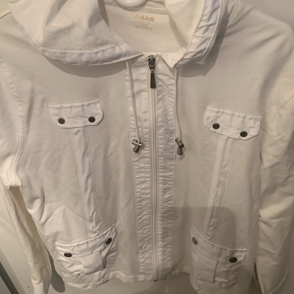 Stellar Pearl White Heavy Cotton Full Zip Utility Jacket from Alia SZ Large - Picture 2 of 12